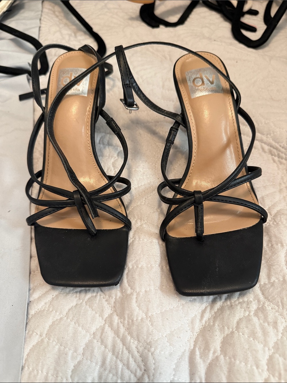Dolce Vita Zeffer Black Square-Toe Lace-Up Sandals 6